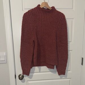 dark pink mock neck knit sweater